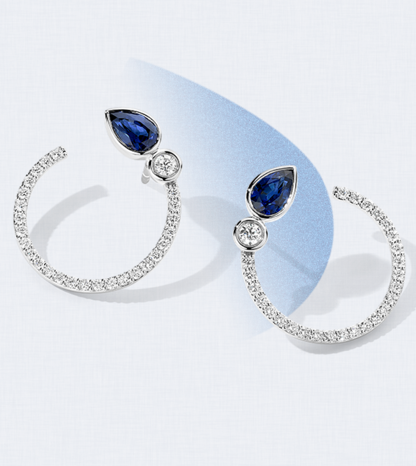 blue sapphire and diamond hoop earrings