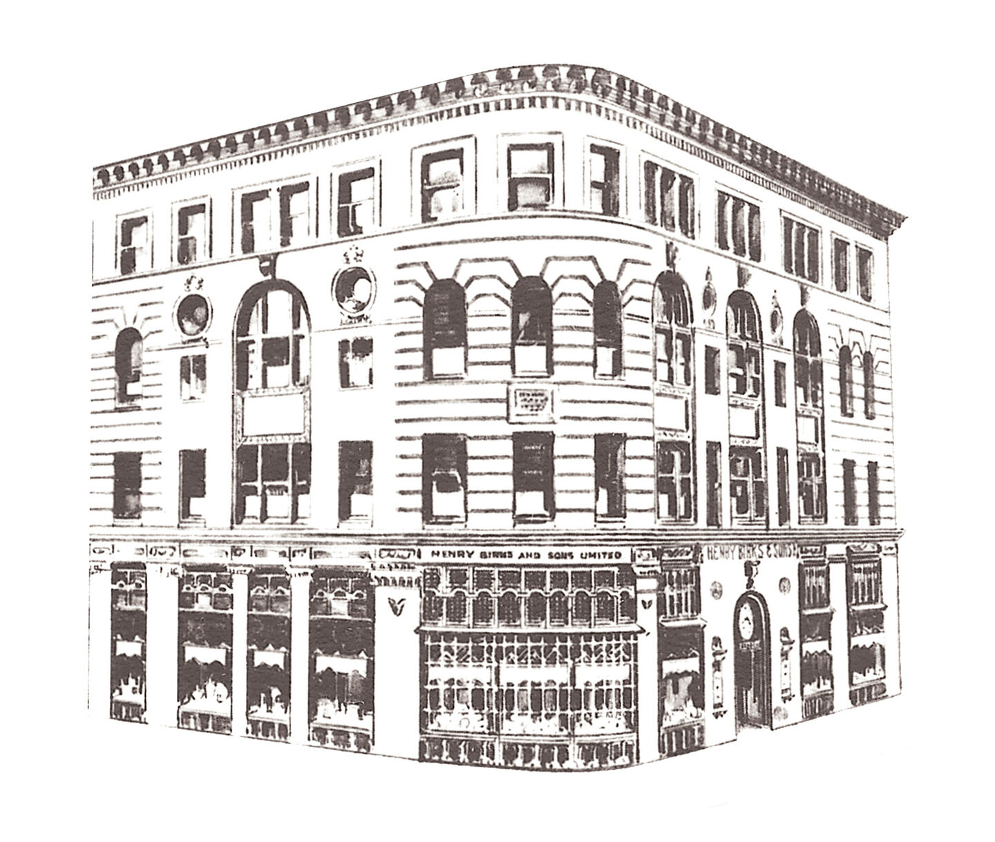 An illustration of the Birks store in Montreal.