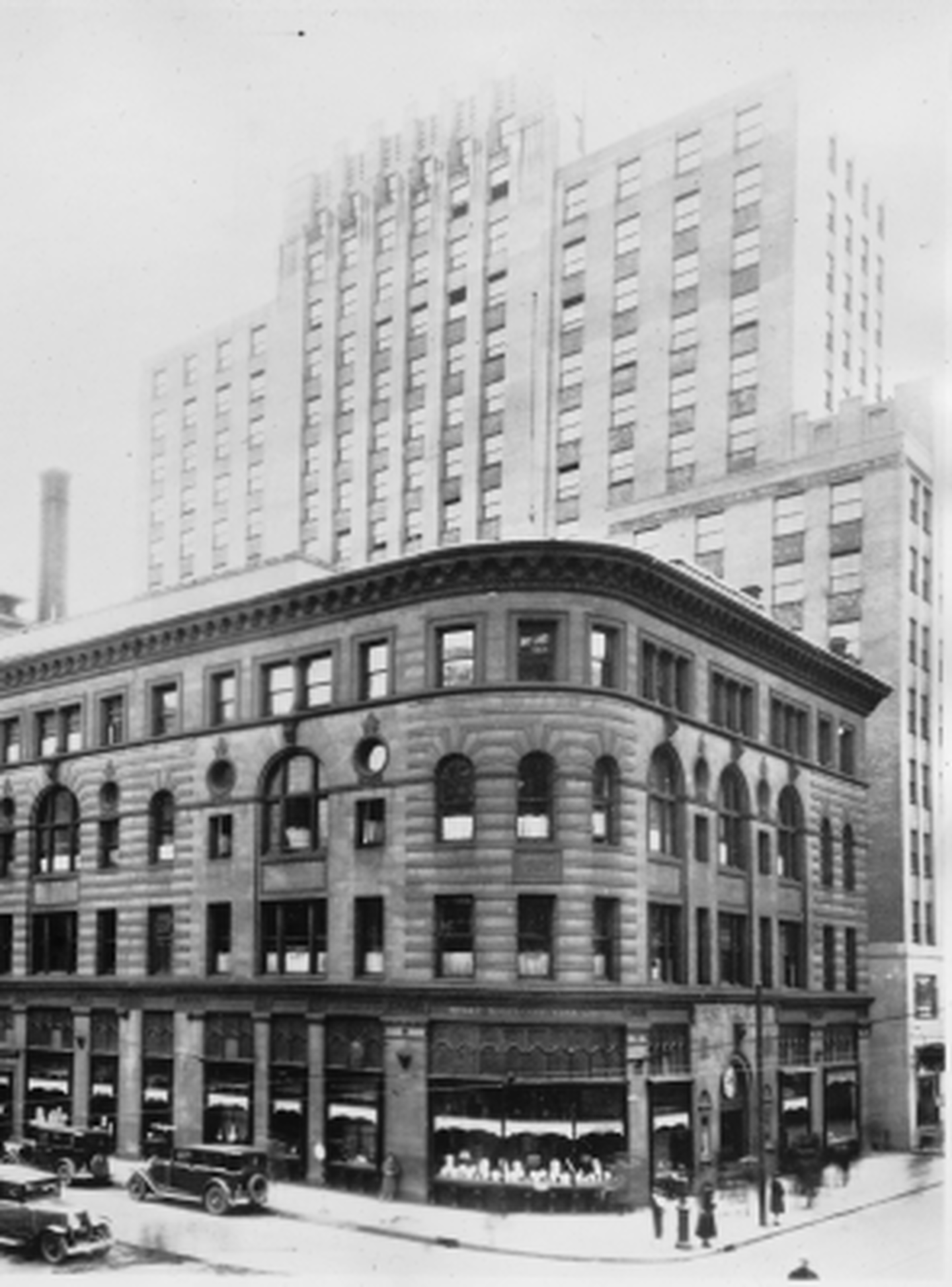 Black and white photo of the Birks store