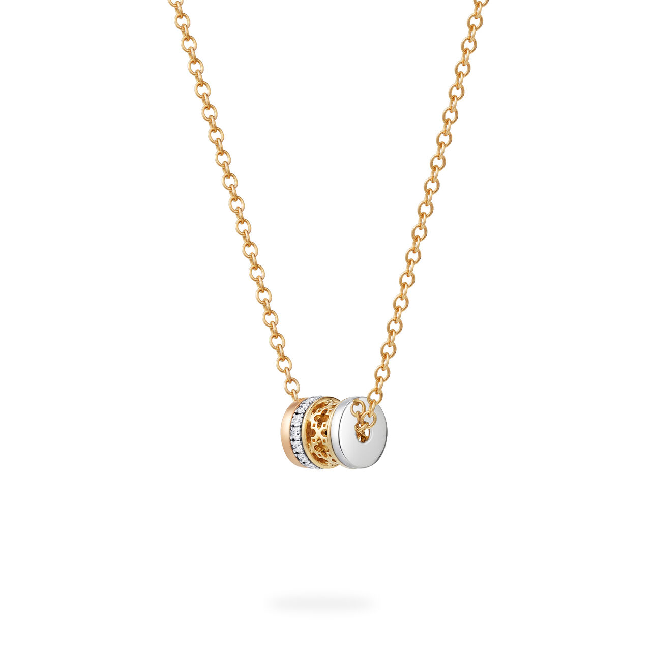 Birks Dare to Dream Small Tri-Gold Diamond Pendant Necklace image number 1
