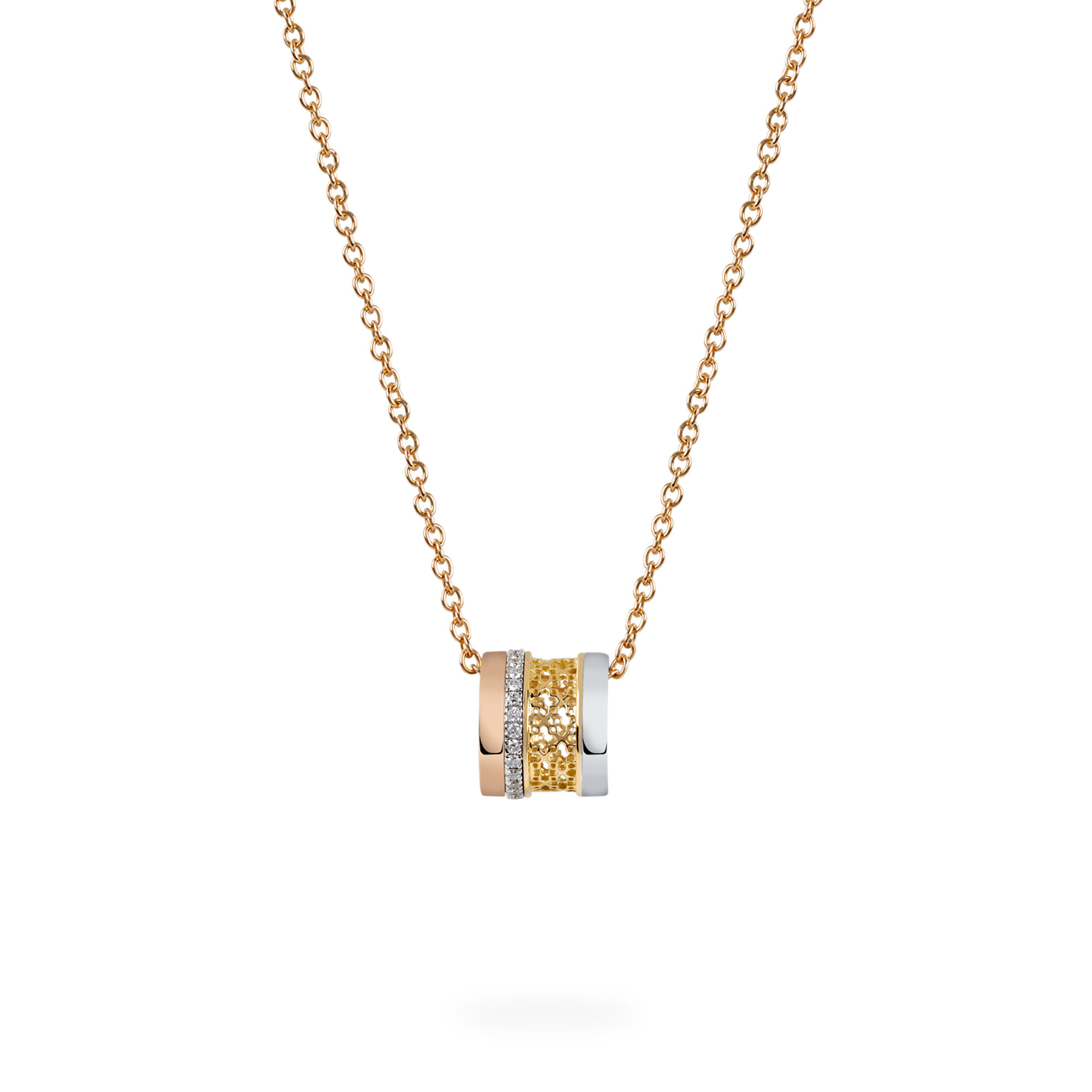 Diamond Barrel Necklace Tri Gold Birks Dare to Dream