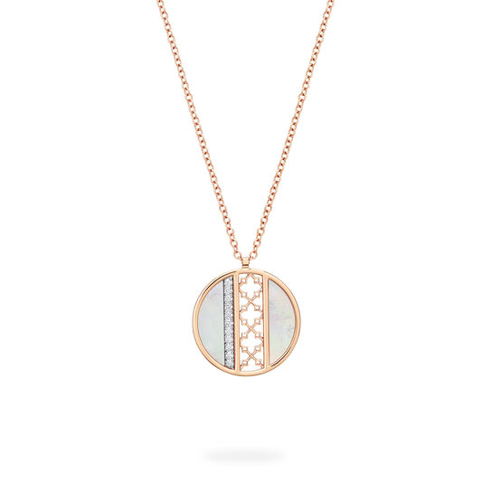 Mother-of-Pearl and Diamond Circle Large Pendent, Rose Gold image number 0