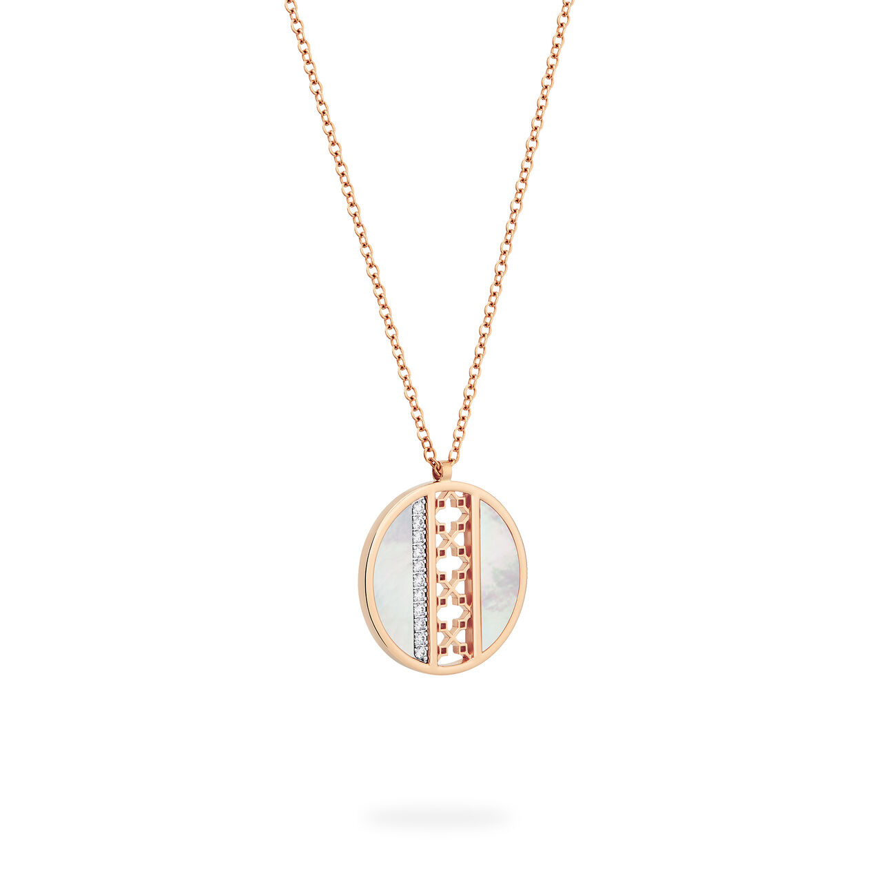 Mother-of-Pearl and Diamond Circle Large Pendant, Rose Gold image number 3