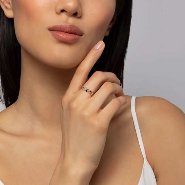 Bague empilable en diamants Rock & Pearl, Or rose