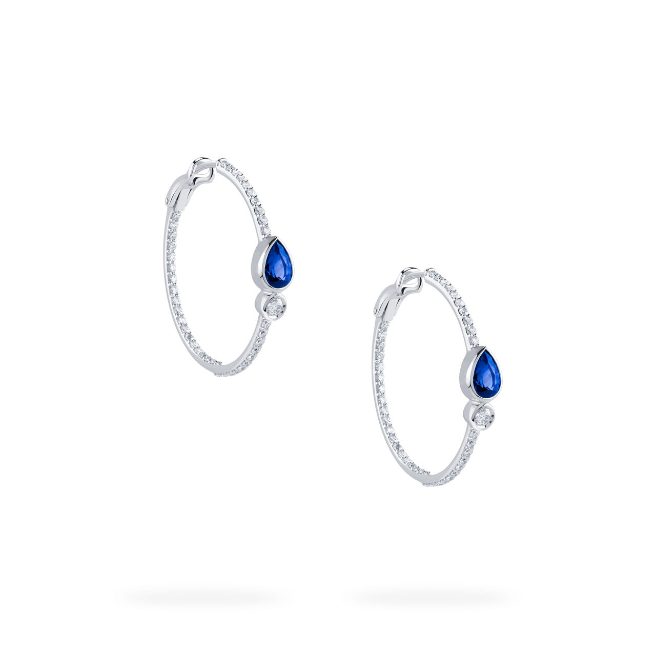 Splash Diamond and Sapphire Medium Hoop Earrings image number 3