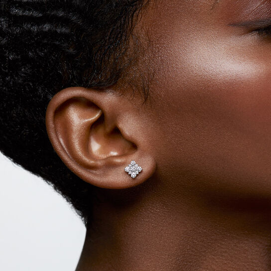 Birks Snowflake Cluster Diamond Stud Earrings 450005974002 On Model image number 1