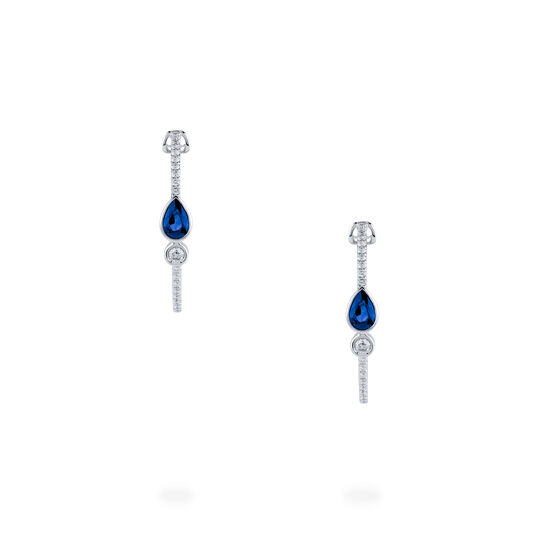 Splash Diamond and Sapphire Medium Hoop Earrings image number 2