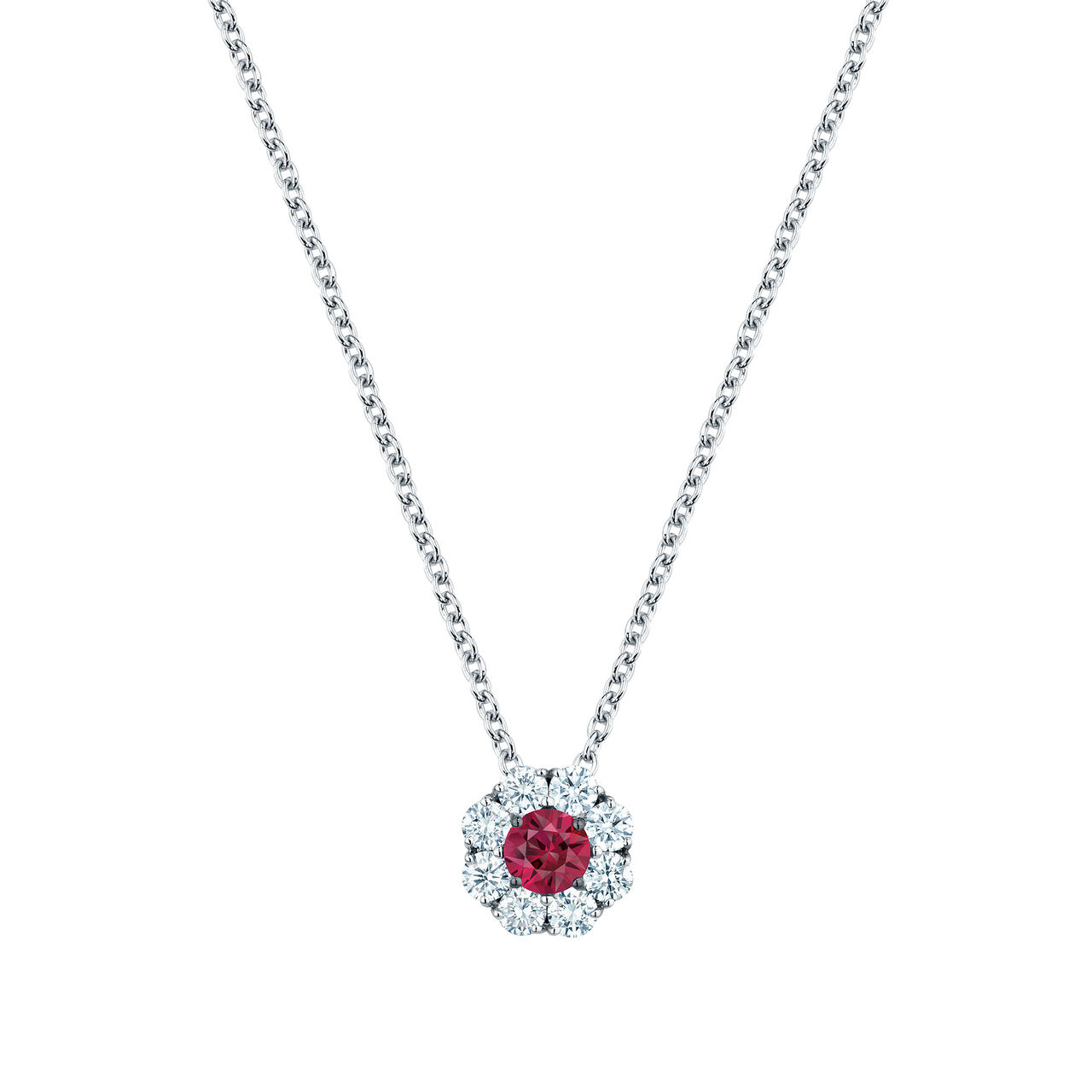 bijoux birks snowflake cluster diamond necklace with ruby image number 0