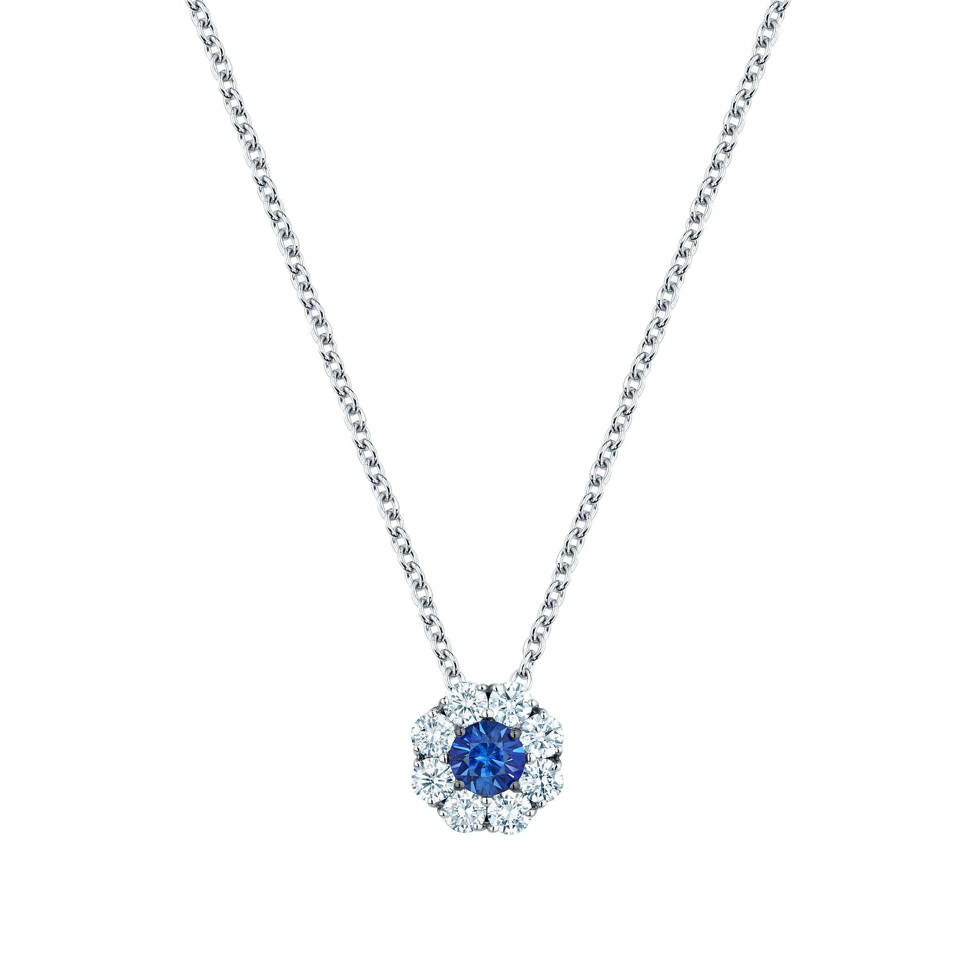 Sapphire and Diamond Necklace Birks Snowflake