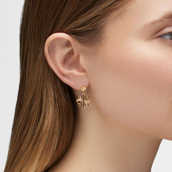 Guilloché Yellow Gold Drop Earrings