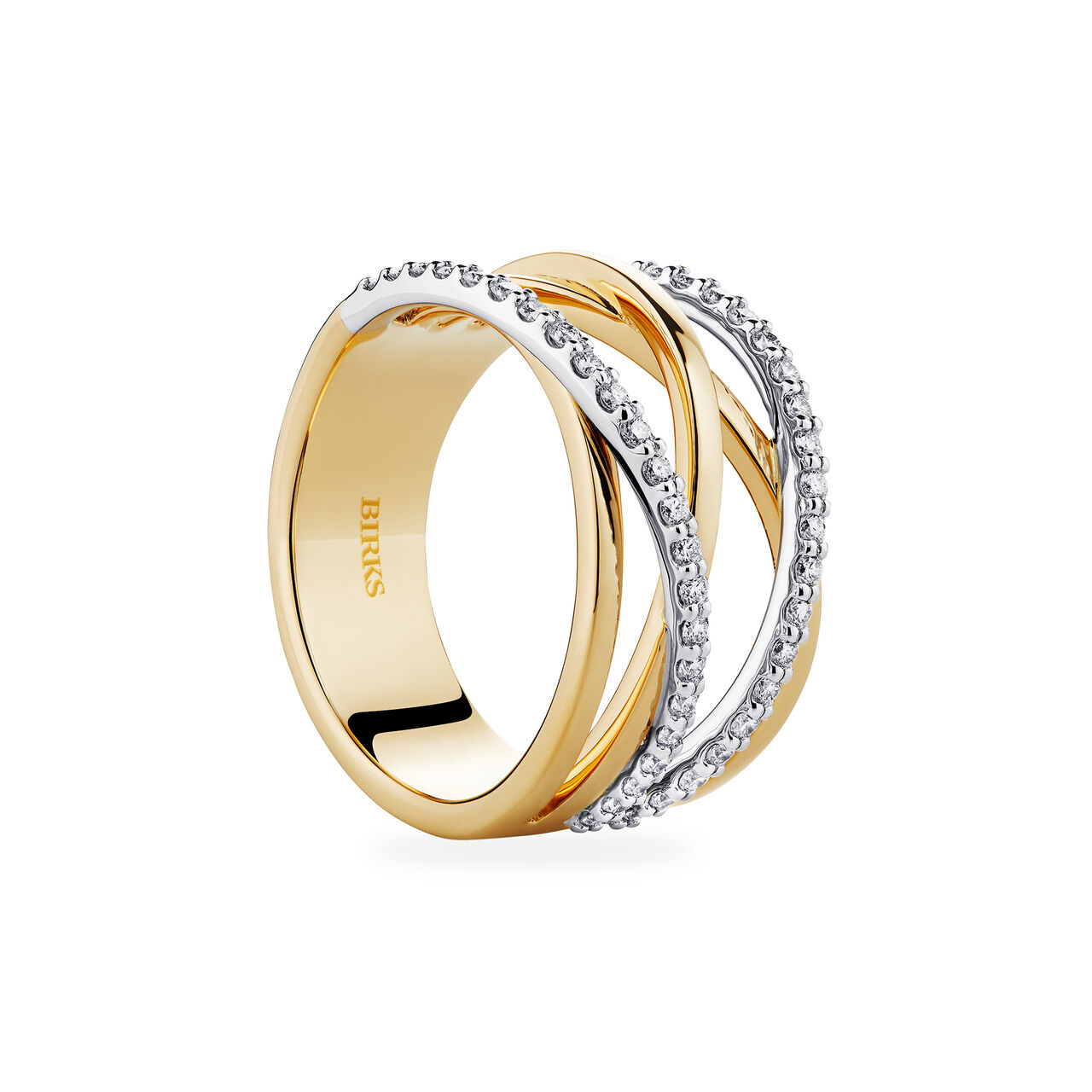 Birks Rosée du Matin Diamond and Yellow Gold Ring Angle image number 2
