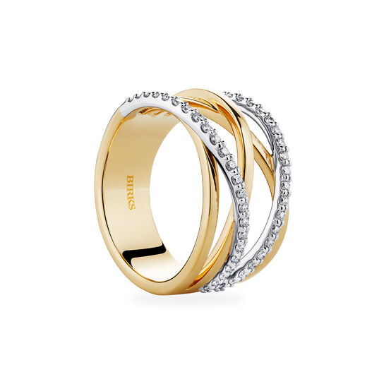 Birks Rosée du Matin Diamond and Yellow Gold Ring Angle image number 2