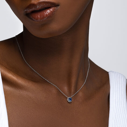 bijoux birks rosee du matin sapphire pendant with diamonds on model image number 1