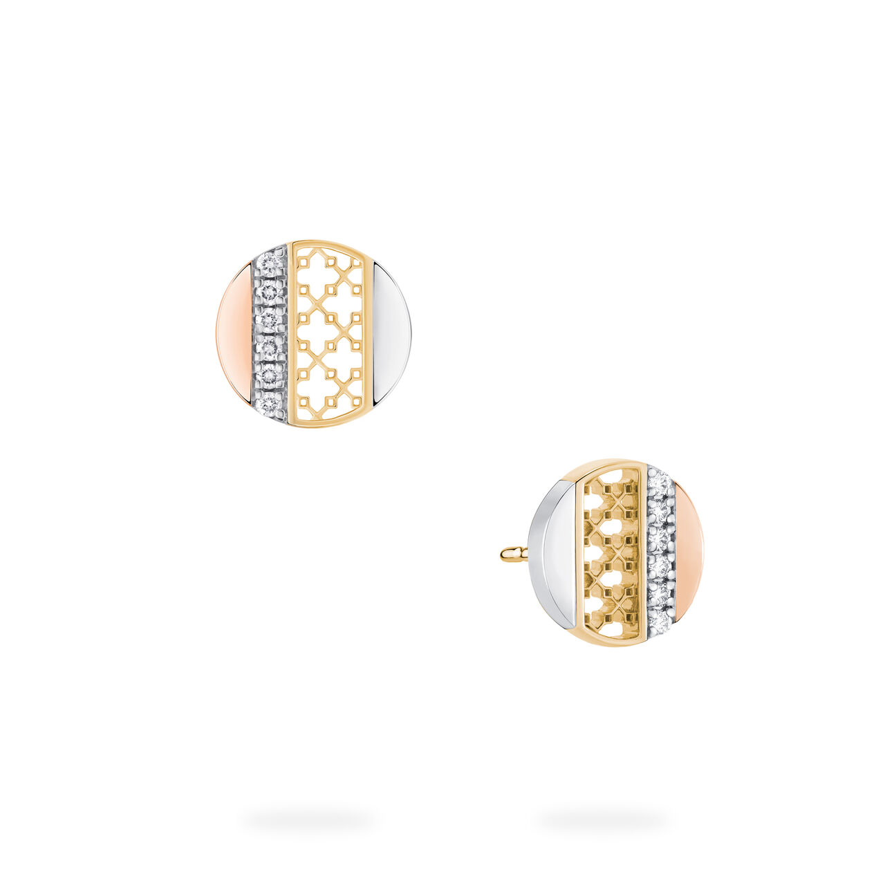 Birks Dare to Dream Tri-Gold Disc Earrings image number 3
