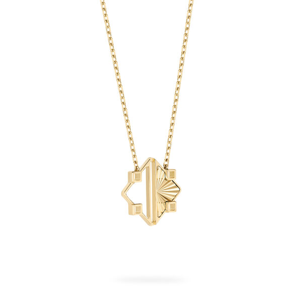 Guilloché Half-Filled Yellow Gold Pendant, Medium