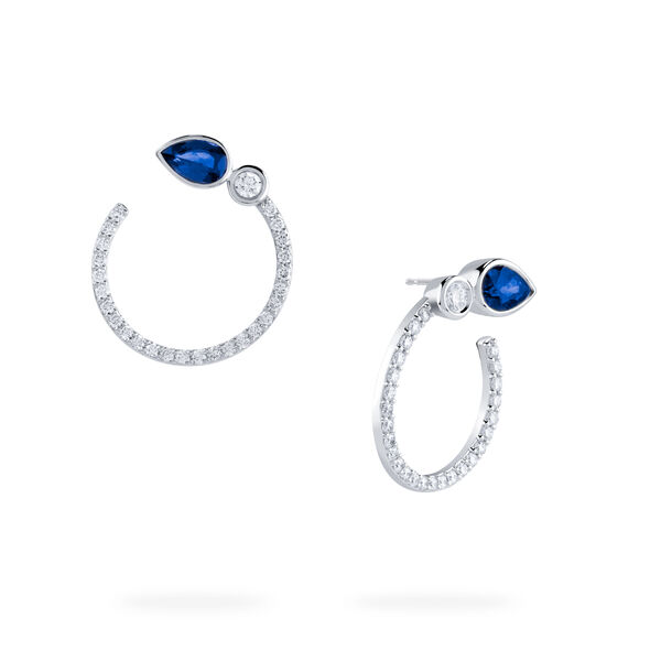 Sapphire and Diamond Circle Earrings