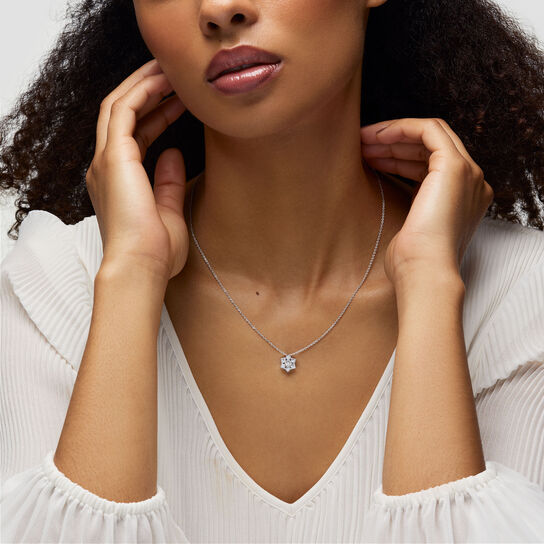 Birks Snowflake White Gold Pendant, Medium, Model image number 1