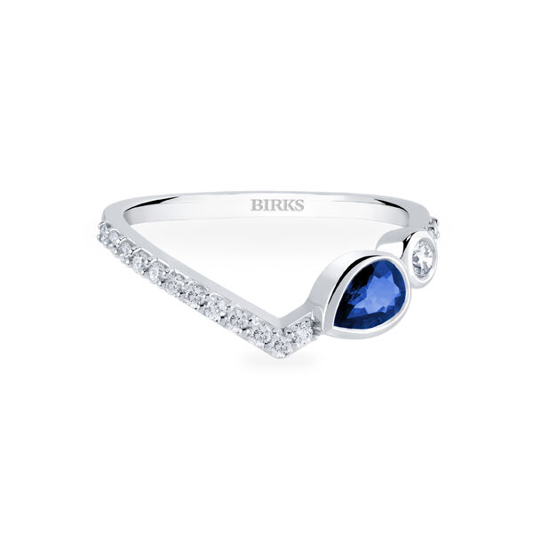 Sapphire and Diamond Chevron Ring
