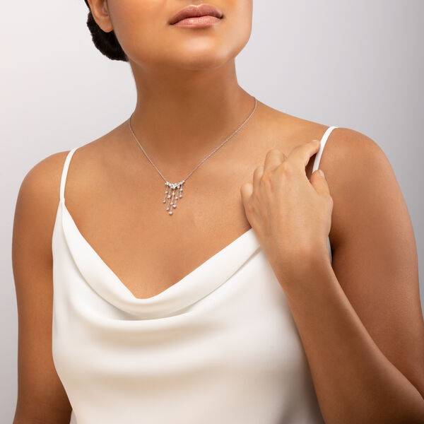 Diamond Bezel Large Drop Necklace