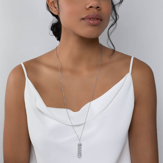 Diamond Message Pendant, White Gold image number 1
