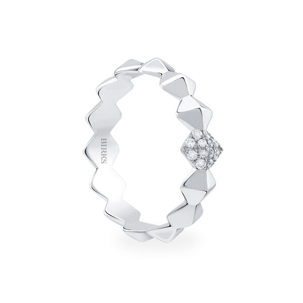 Bague empilable en diamants Rock & Pearl, Or blanc