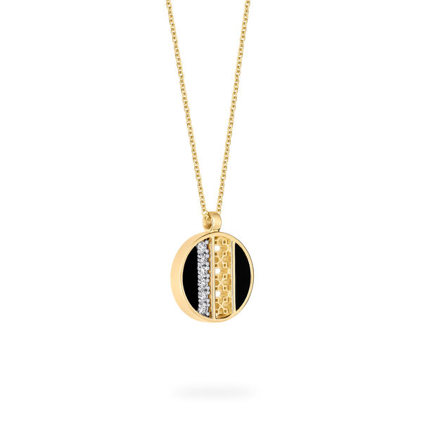 Onyx and Diamond Medallion Pendant, Mini (10 mm)