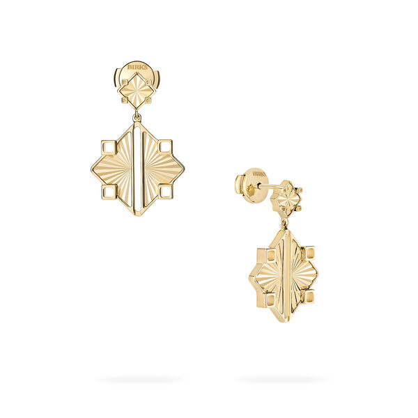 Guilloché Yellow Gold Drop Earrings