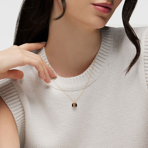Onyx and Diamond Medallion Pendant, Mini (10 mm)