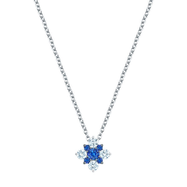 Pendentif en saphir et grappe de diamants carrée