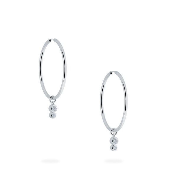 Diamond Bezel Drop Hoop Earrings