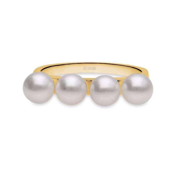Stackable Yellow Gold and Pearl Rings