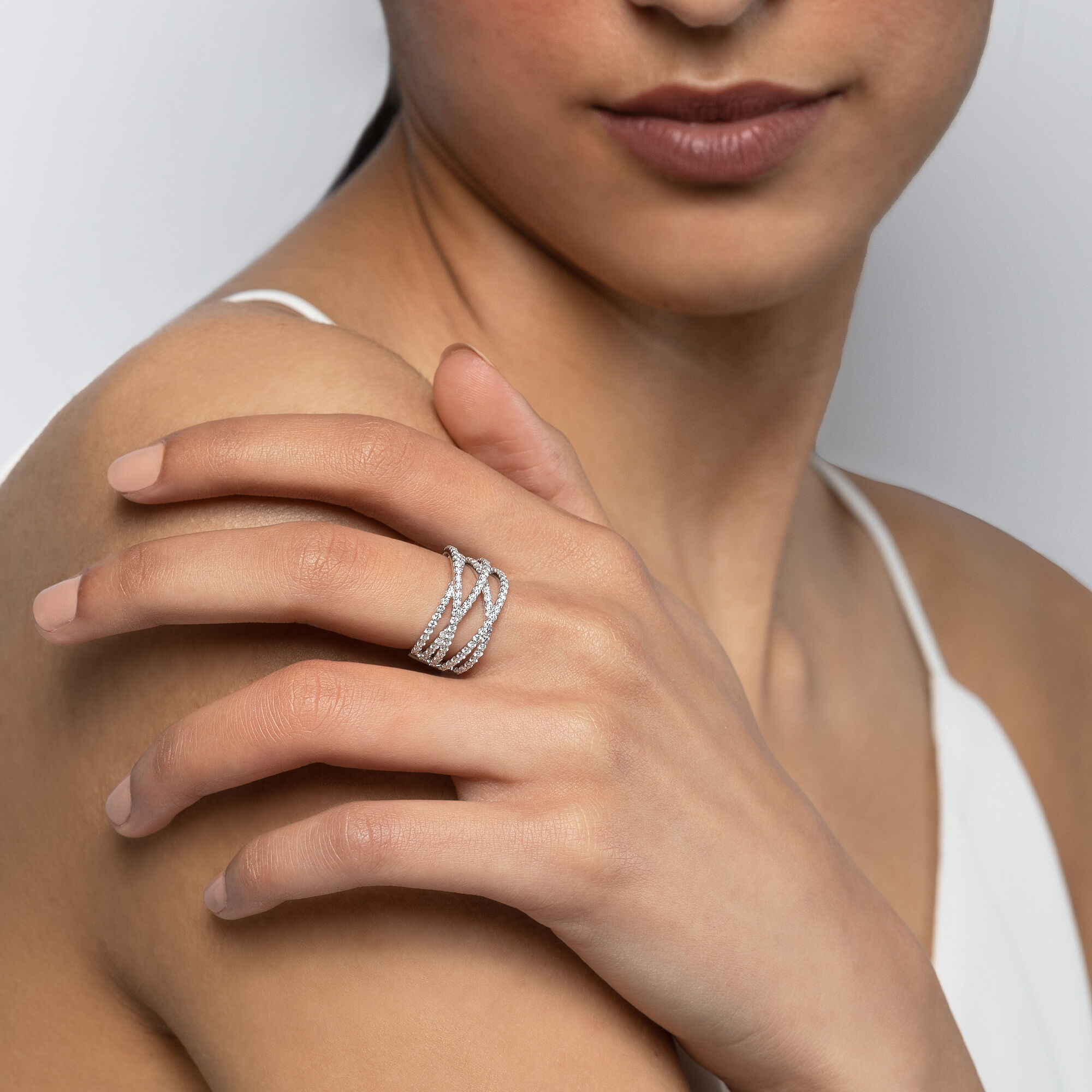Diamond and White Gold Ring Medium Birks