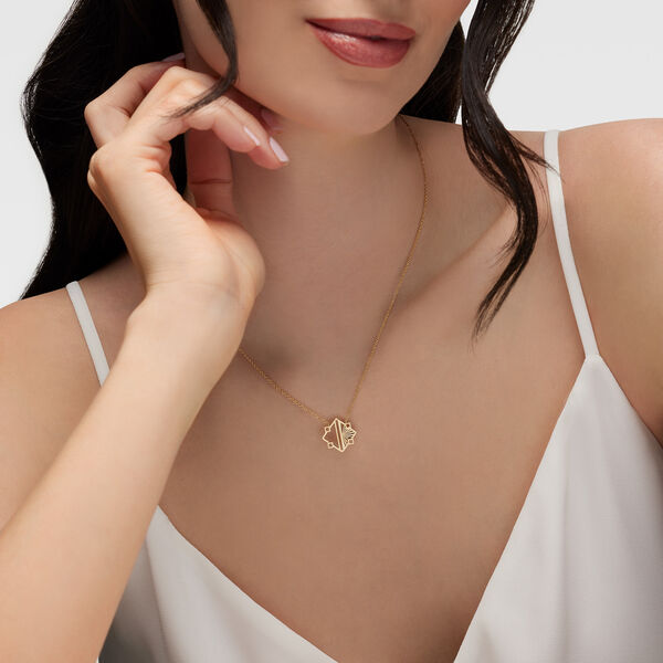 Guilloché Half-Filled Yellow Gold Pendant, Medium