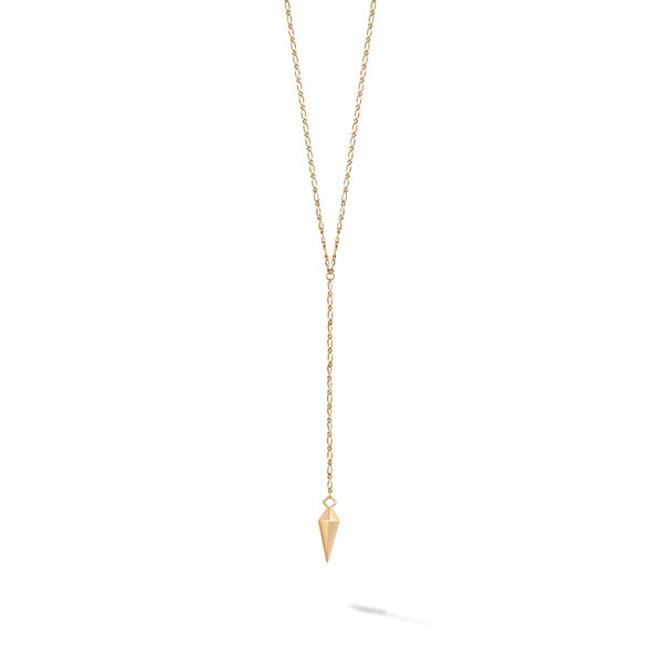Rock & Pearl Lariat Necklace, Yellow Gold