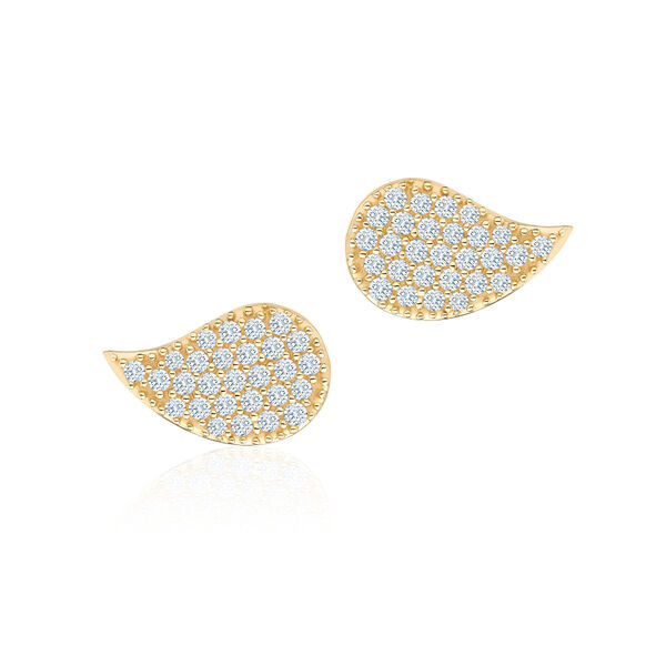 Yellow Gold and Diamond Stud Earrings, Large