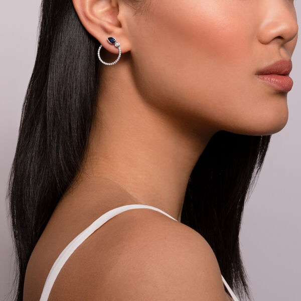 Sapphire and Diamond Circle Earrings