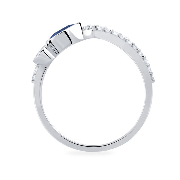 Sapphire and Diamond Chevron Ring