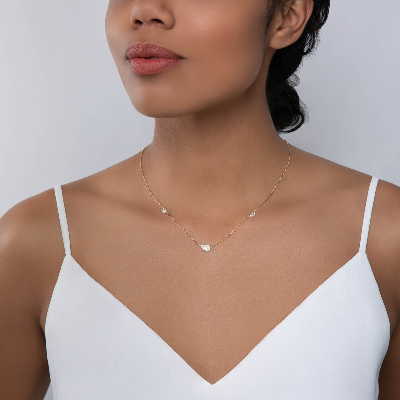 Yellow Gold and Diamond Station Necklace image number 1