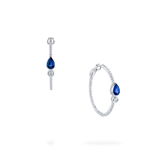 Splash Diamond and Sapphire Medium Hoop Earrings image number 0