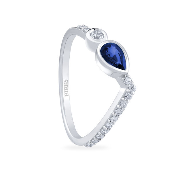 Sapphire and Diamond Chevron Ring