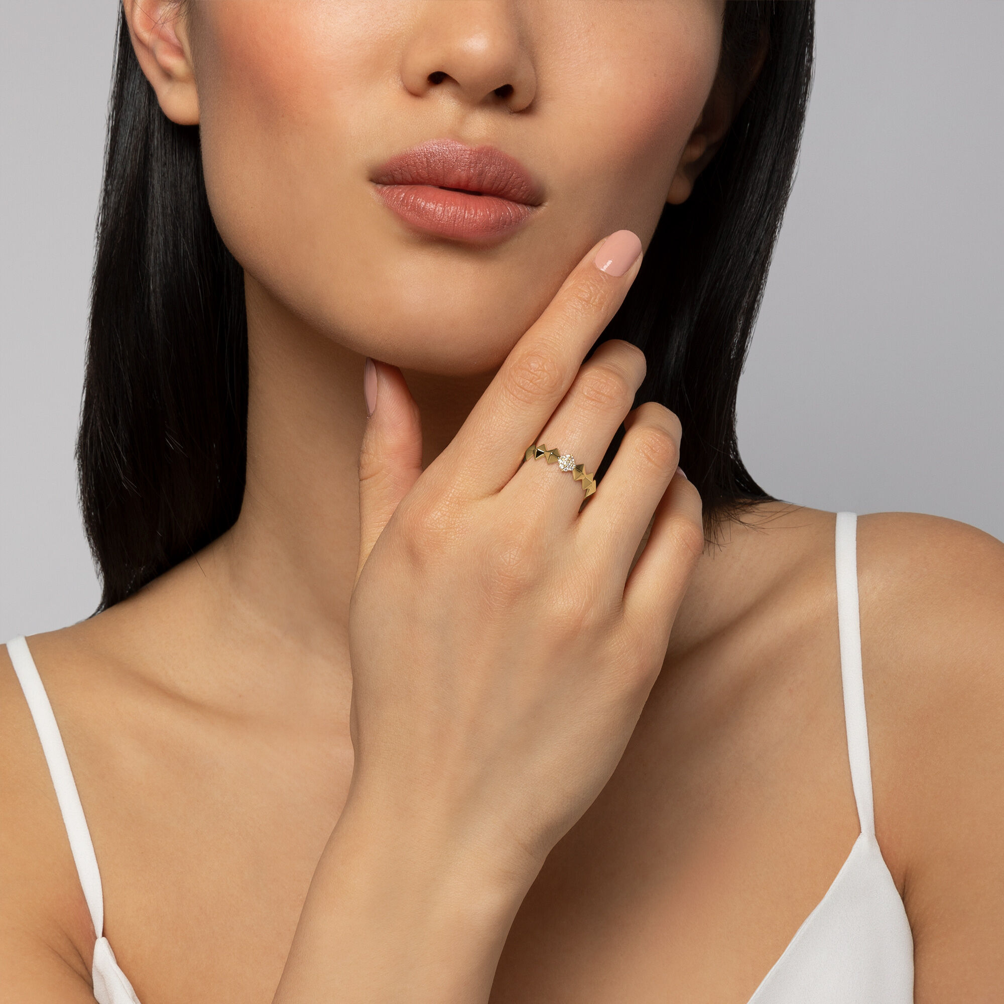 Stackable Diamond Rock Pearl Ring Yellow Gold Birks
