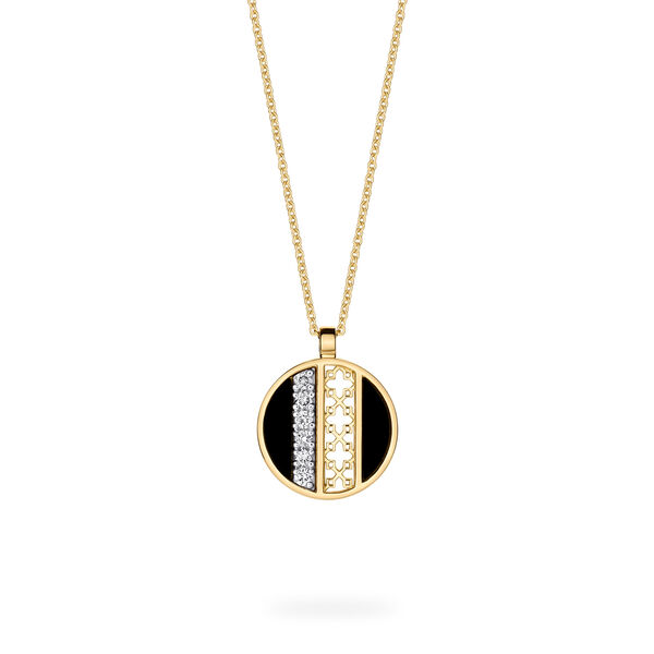 Onyx and Diamond Medallion Pendant, Mini (10 mm)