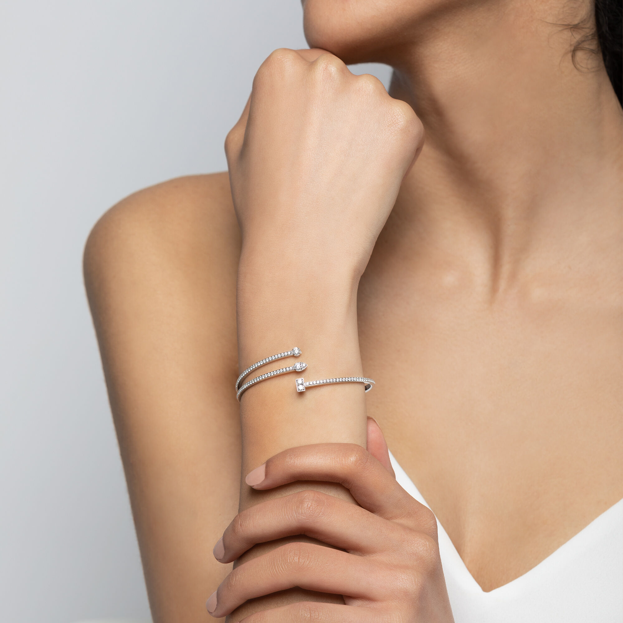 Triple Row Diamond Bangle Bracelet Birks