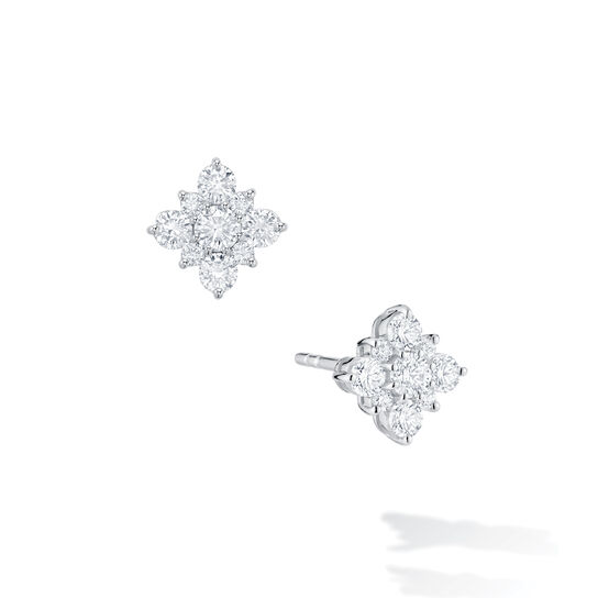 bijoux birks snowflake diamond cluster stud earrings in white gold image number 0
