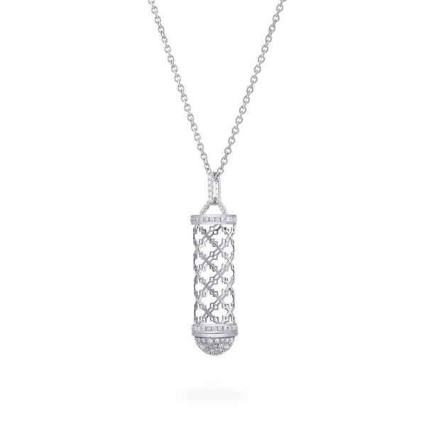 Diamond Message Pendant, White Gold