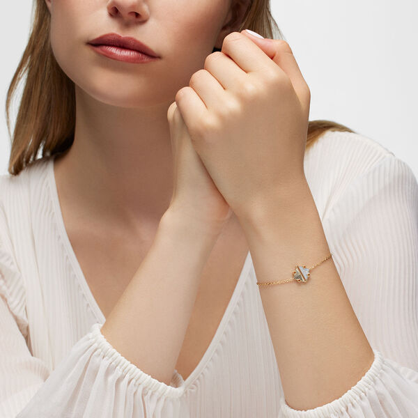 Bracelet en or jaune guilloché et diamants, petit